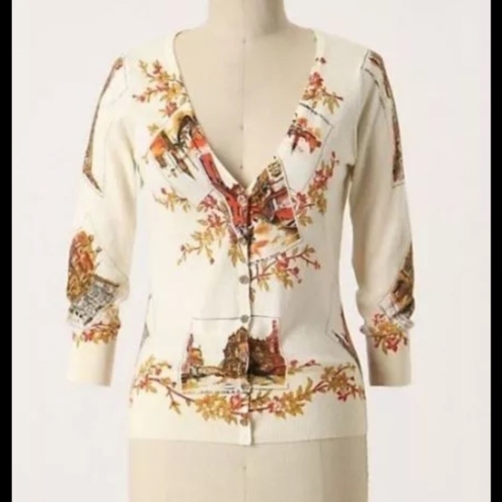 Anthropologie Venice printed Moth cardigan